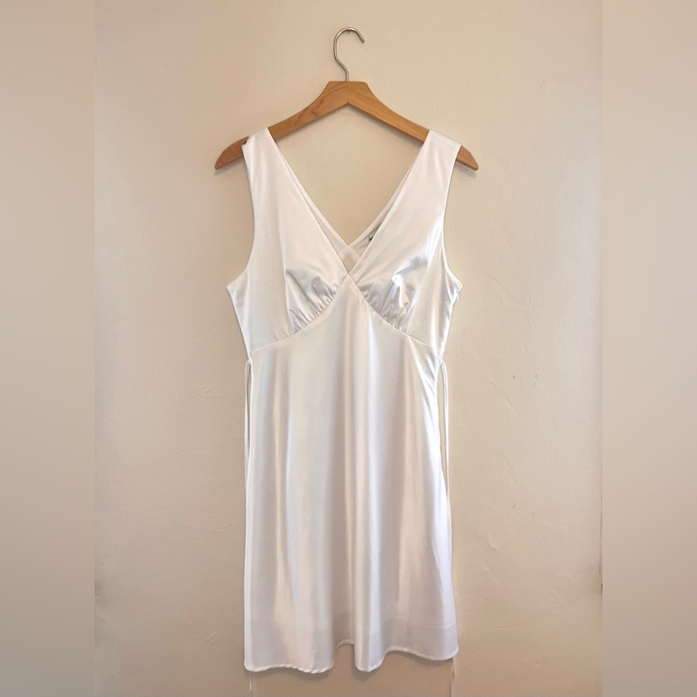 Elegant White Satin Slip Dress